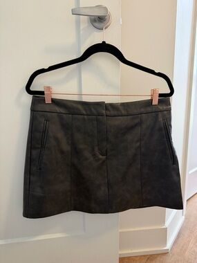 Brown Faux Leather Mini Skort